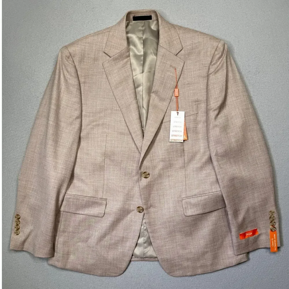 Tallia Men's Classic-Fit Suit Separate Jacket Tan 40S $360